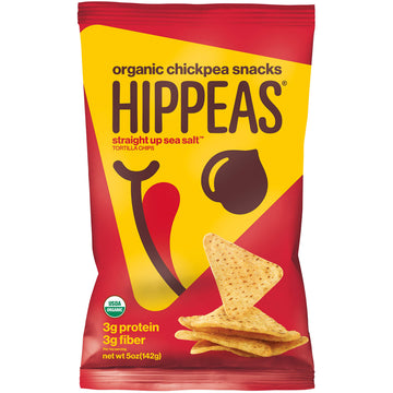 New HIPPEAS Organic Chickpea Tortilla Chips + Straight Up Sea Salt | 5 ounce, 6 count | Vegan, Gluten-Free, Crunchy, Protein Chi