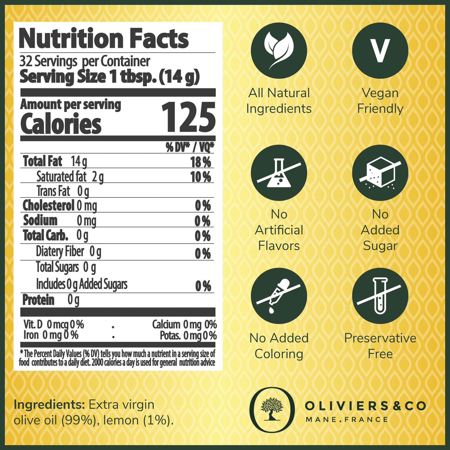 Lemon Olive Oil by Oliviers & Co. | Cold Pressed Extra Virgin Olive Oil and Fresh Lemons | Everyday and Cooking EVOO from Italy