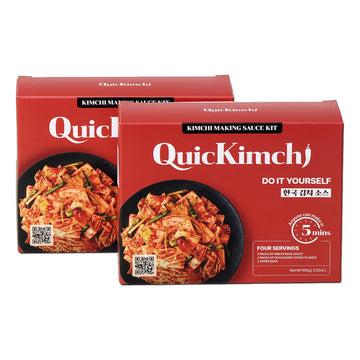 QuicKimchi Korean Kimchi Making Sauce Kit - 2 Box Pack, 8 Servings, 5-Minute Prep, 1.76 oz per pack