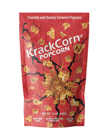 KrackCorn Caramel Popcorn - Sweet and Salty Gourmet Snack - Gluten-Free, Non-GMO Caramel - Delicious Flavored Popcorn Treat for 