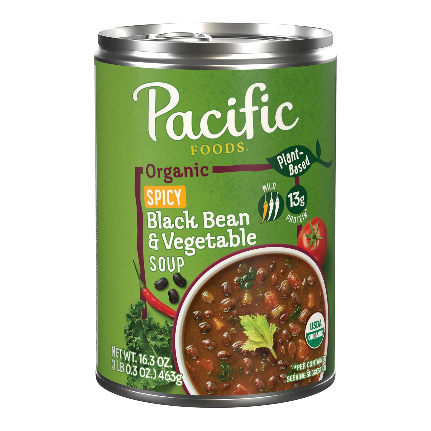 Pacific Foods Organic Spicy Black Bean And Kale Soup, Vegan Soup, 16.3 Oz Can