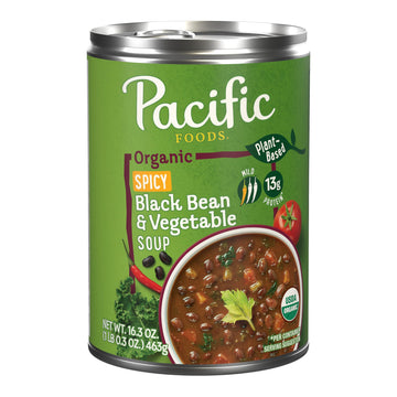 Pacific Foods Organic Spicy Black Bean And Kale Soup, Vegan Soup, 16.3 Oz Can