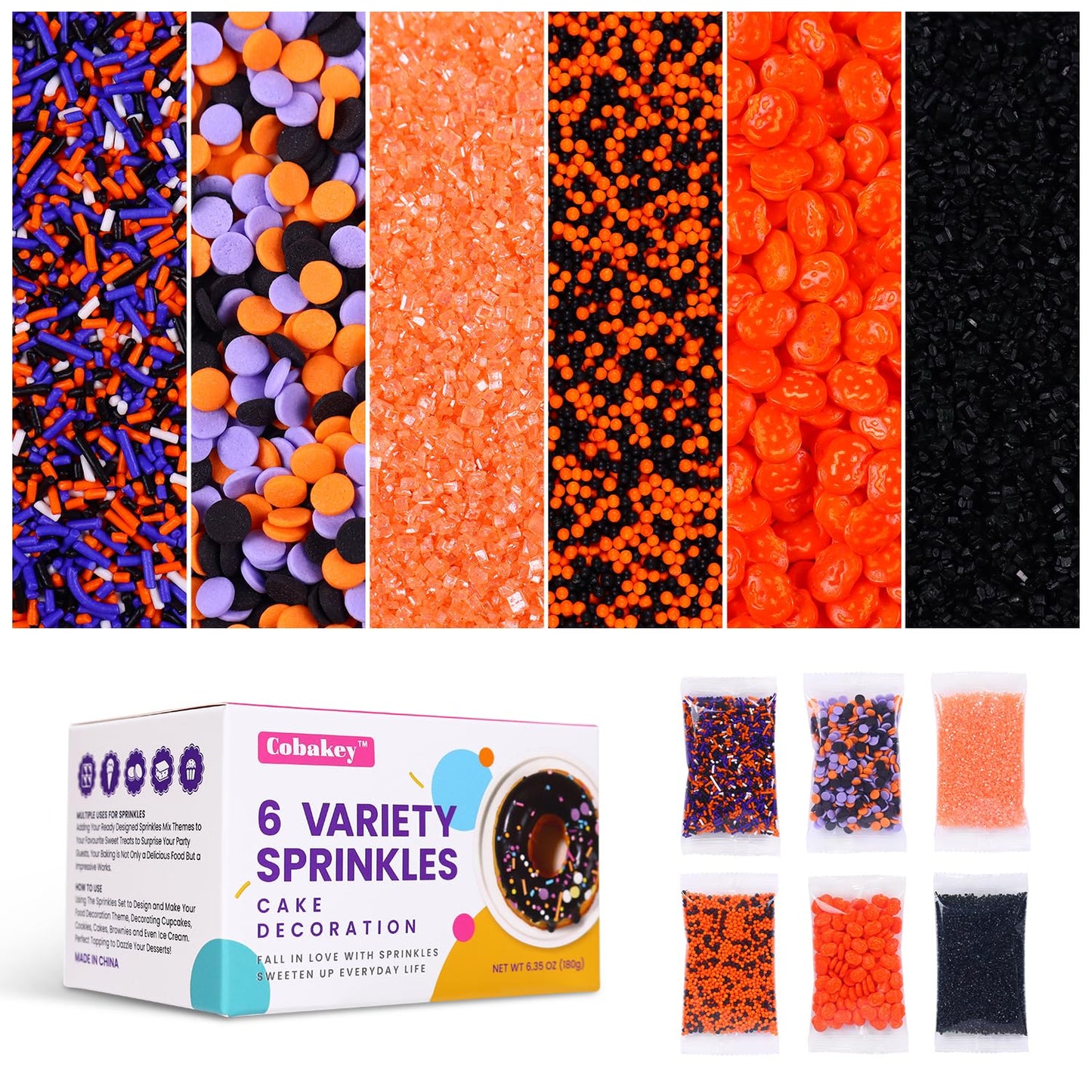Halloween Sprinkles For Cake Decorating Edible Sprinkle Mix Pumpkin Jimmies Orange Sanding Sugar Cake Sprinkles For Baking Cupca