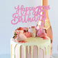 Cyodoos Pink Glitter 18th Birthday Cake Topper - Medium Paper Food Picks for Party Decorations
