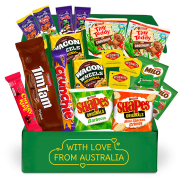 Treats from Home Authentic Australian Snack Gift Box - Tim Tams, Cadbury, Cherry Ripe - Medium Size