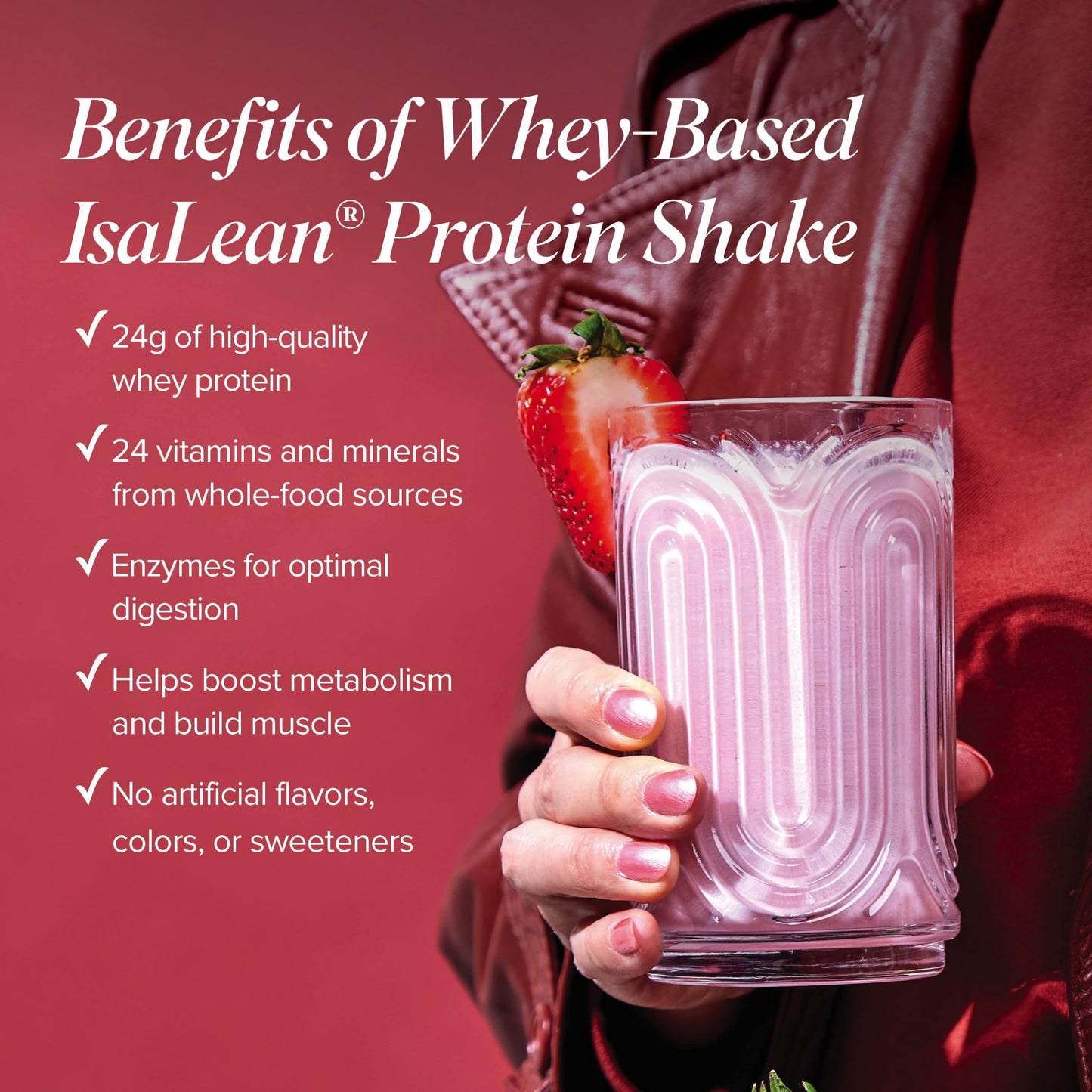 Isagenix IsaLean Protein Shake - 28.6 oz Meal Replacement - Strawberry Cream Flavor - 14 Meals