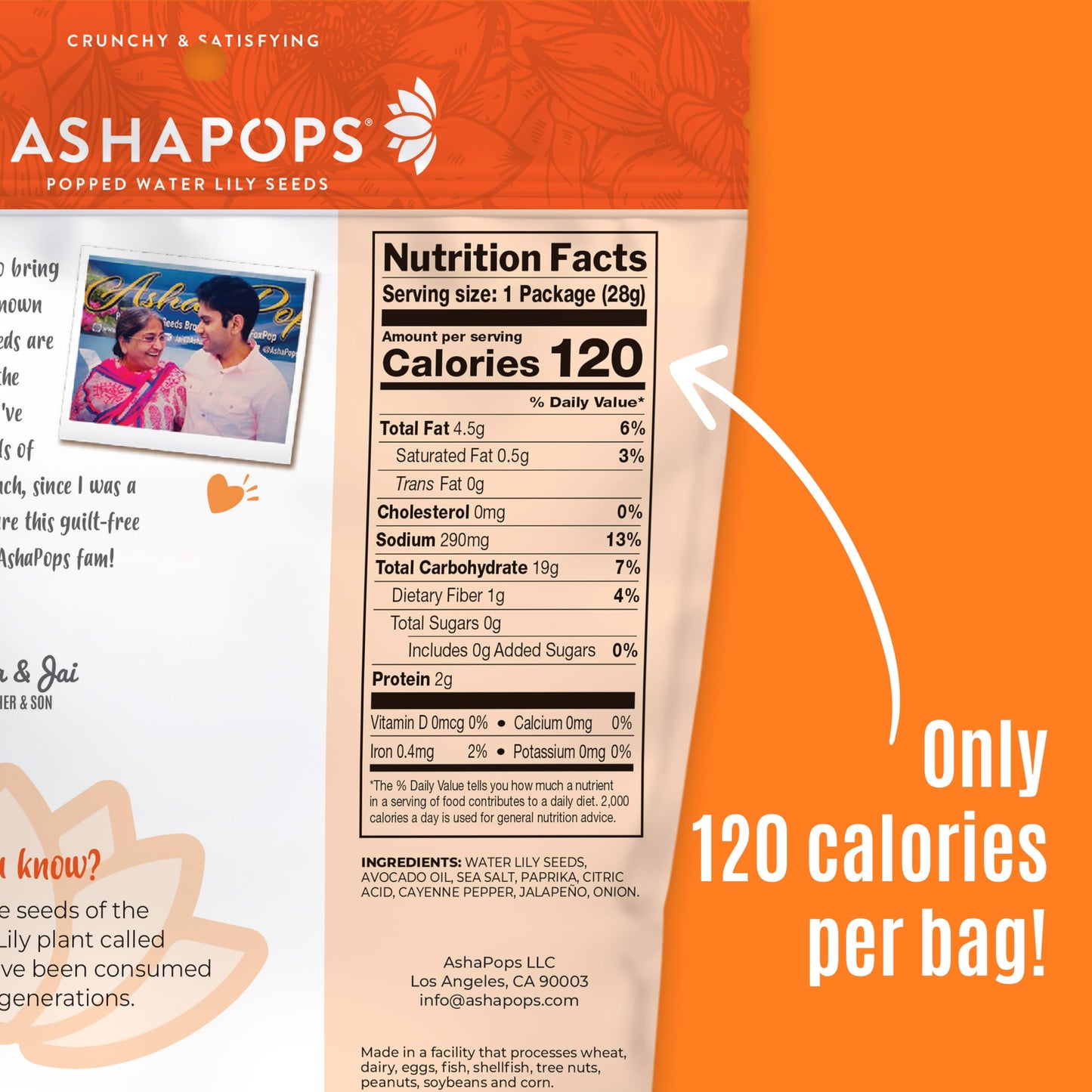 AshaPops 1 oz Popped Water Lily Seeds (1 Ounce (Pack of 6), Chili)