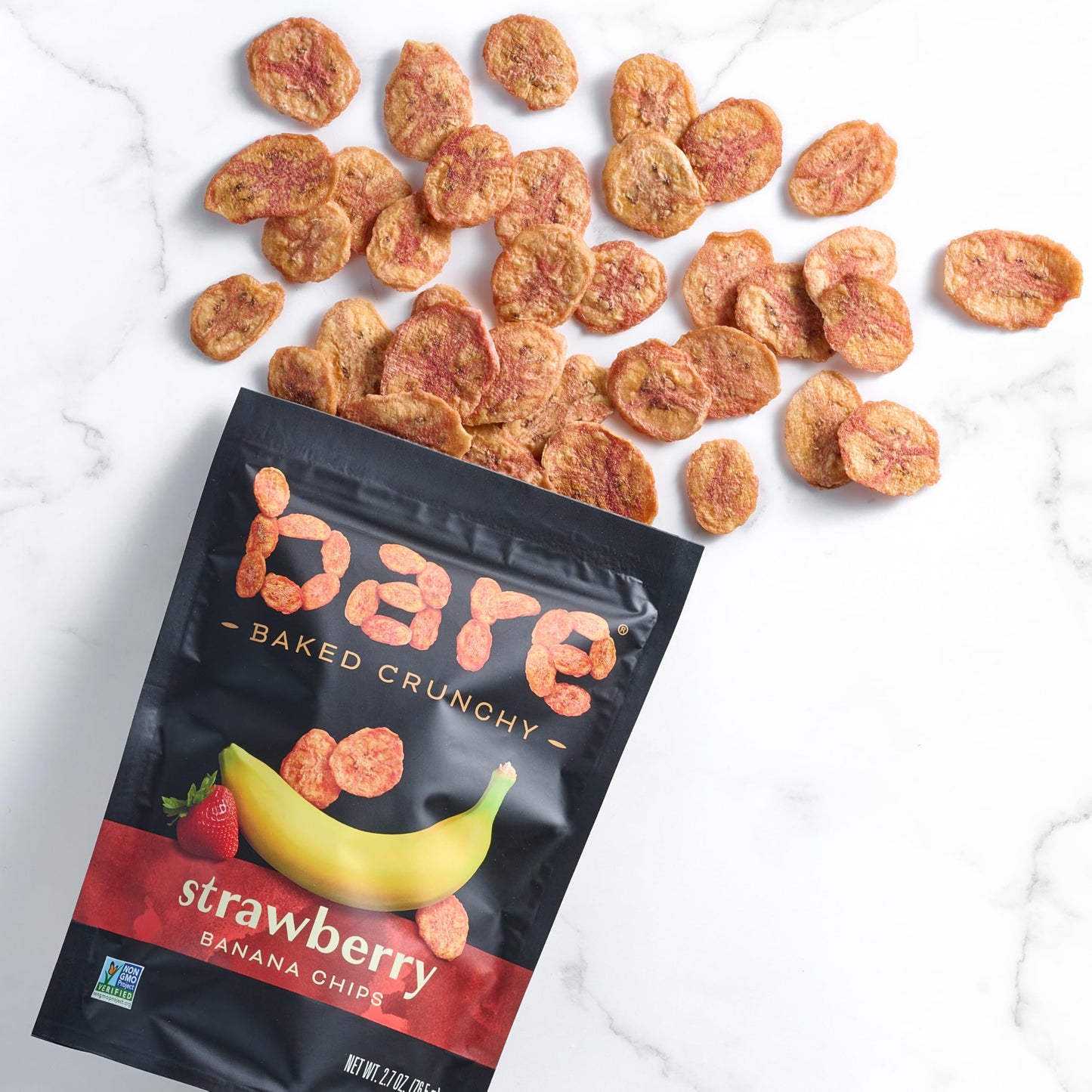 Bare Baked Crunchy Banana Chips, Strawberry, Gluten Free, 2.7 Ounce Bag, 6 Count (Pack Of 1)