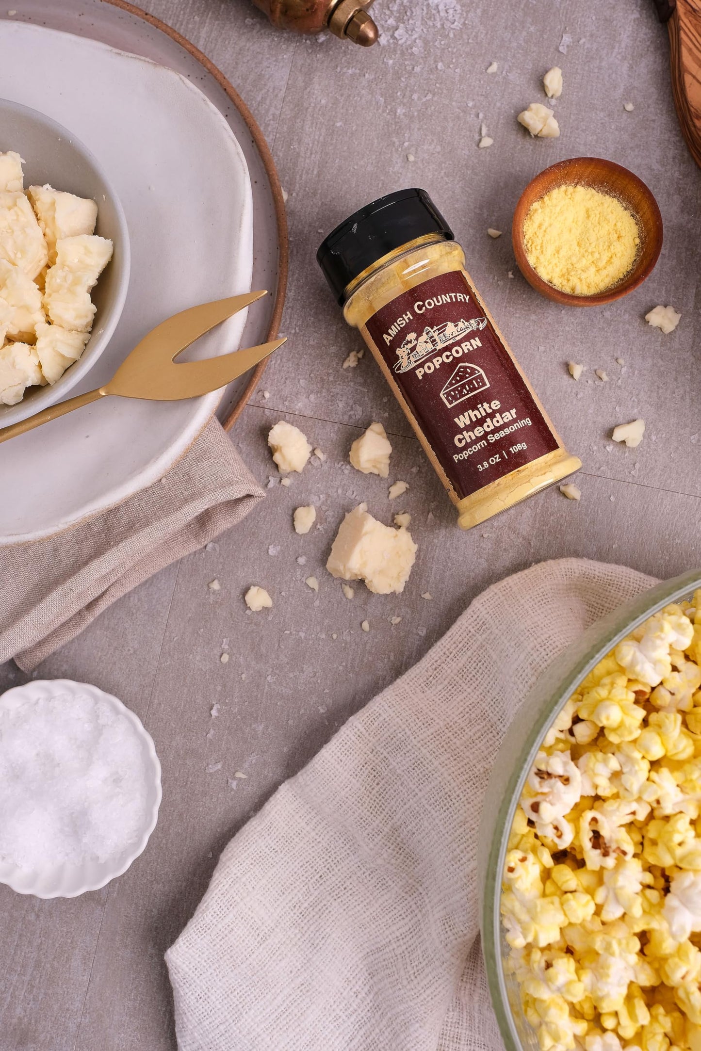 Amish Country Popcorn | White Cheddar Cheese - 3.8 oz Popcorn Seasoning | Old Fashioned, Non-GMO and Gluten Free