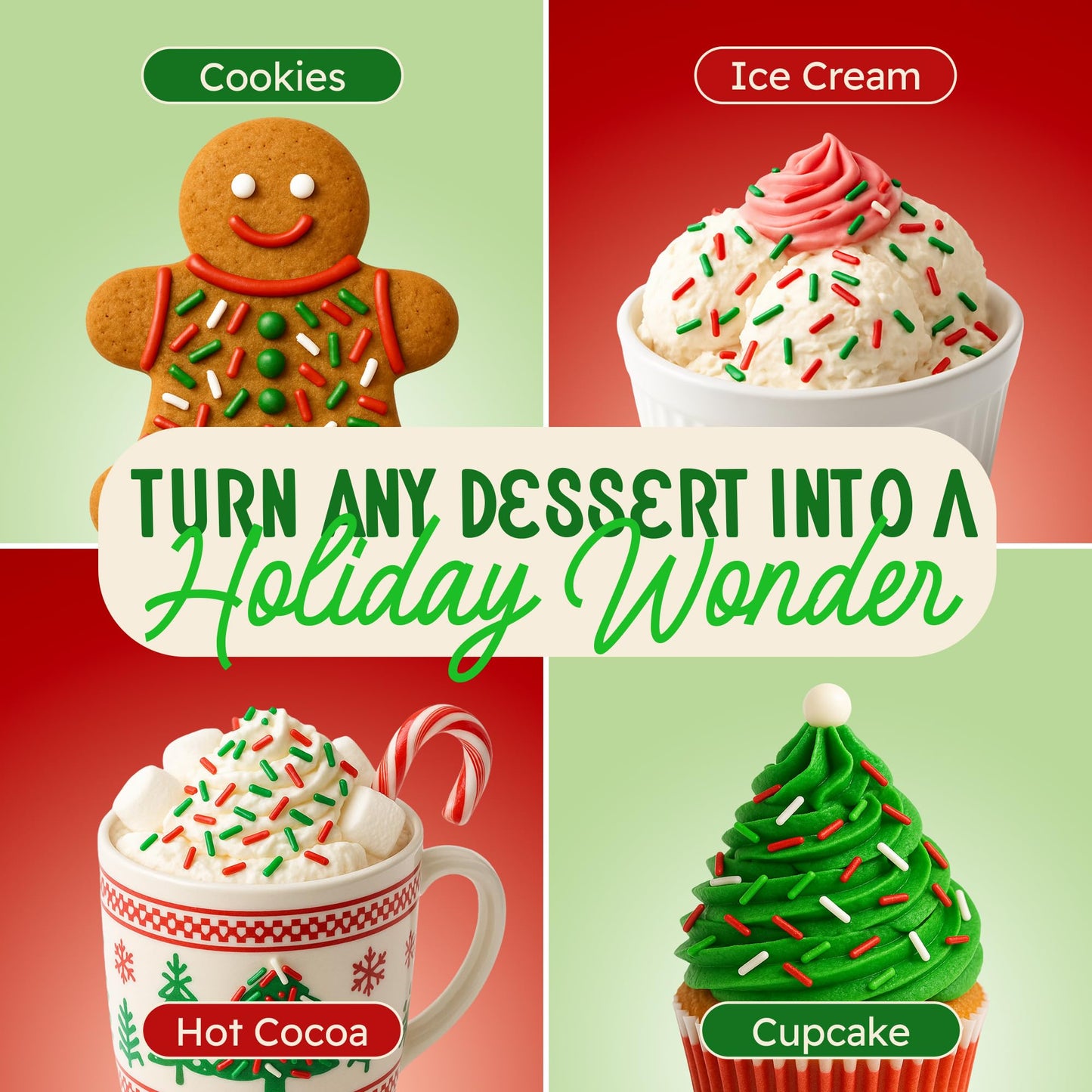 Snackathon Sprinkles for Baking & Decorating, Christmas Sprinkles, 2.2 LB Bulk Holiday Jimmies in Resealable Pouch - Festive Red