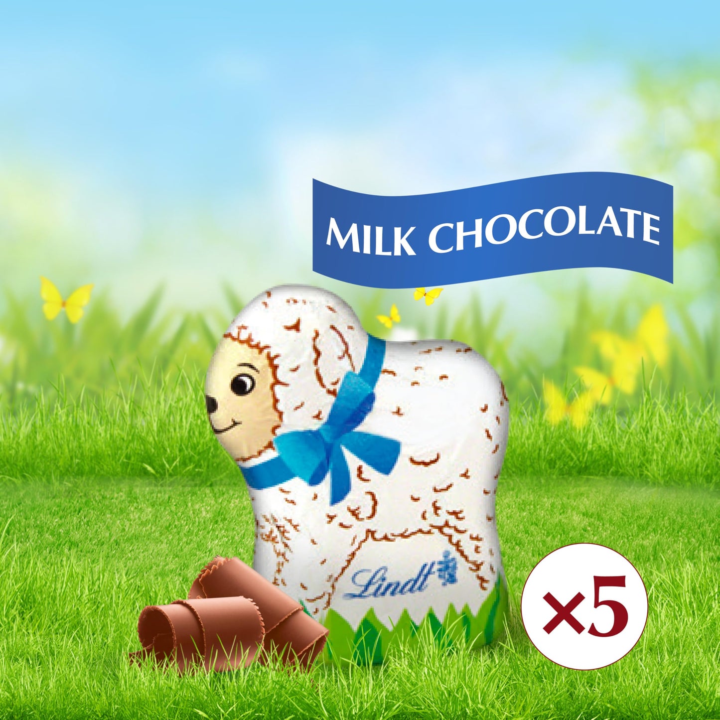 Lindt Mini Lambs Milk Chocolate, Hollow Milk Chocolate Easter Candy, 1.7 Oz., 5-Pack