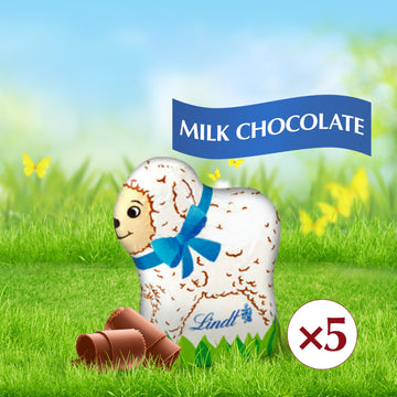 Lindt Mini Lambs Milk Chocolate, Hollow Milk Chocolate Easter Candy, 1.7 Oz., 5-Pack