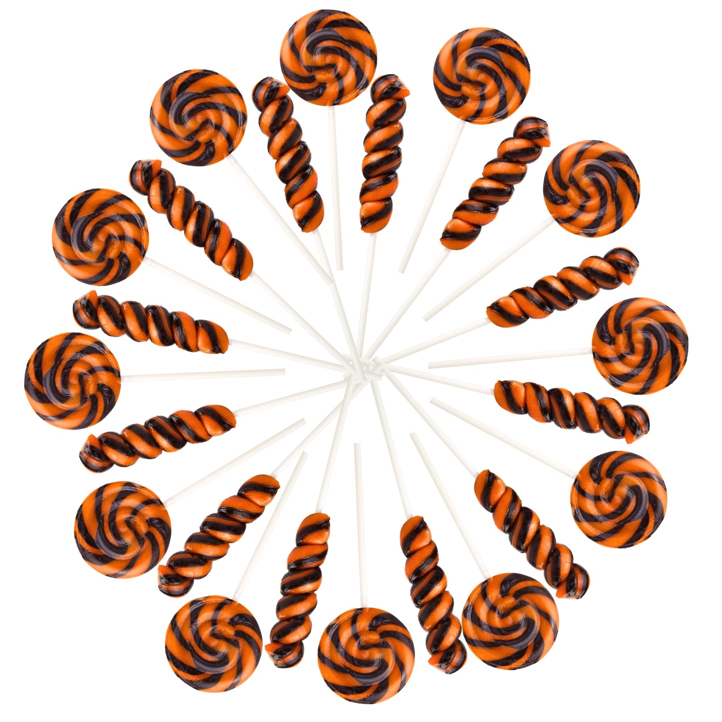 Orange and Black Swirl Halloween Lollipops  Festive Trick or Treat Candy  Individually Wrapped Party Favors  24 Count