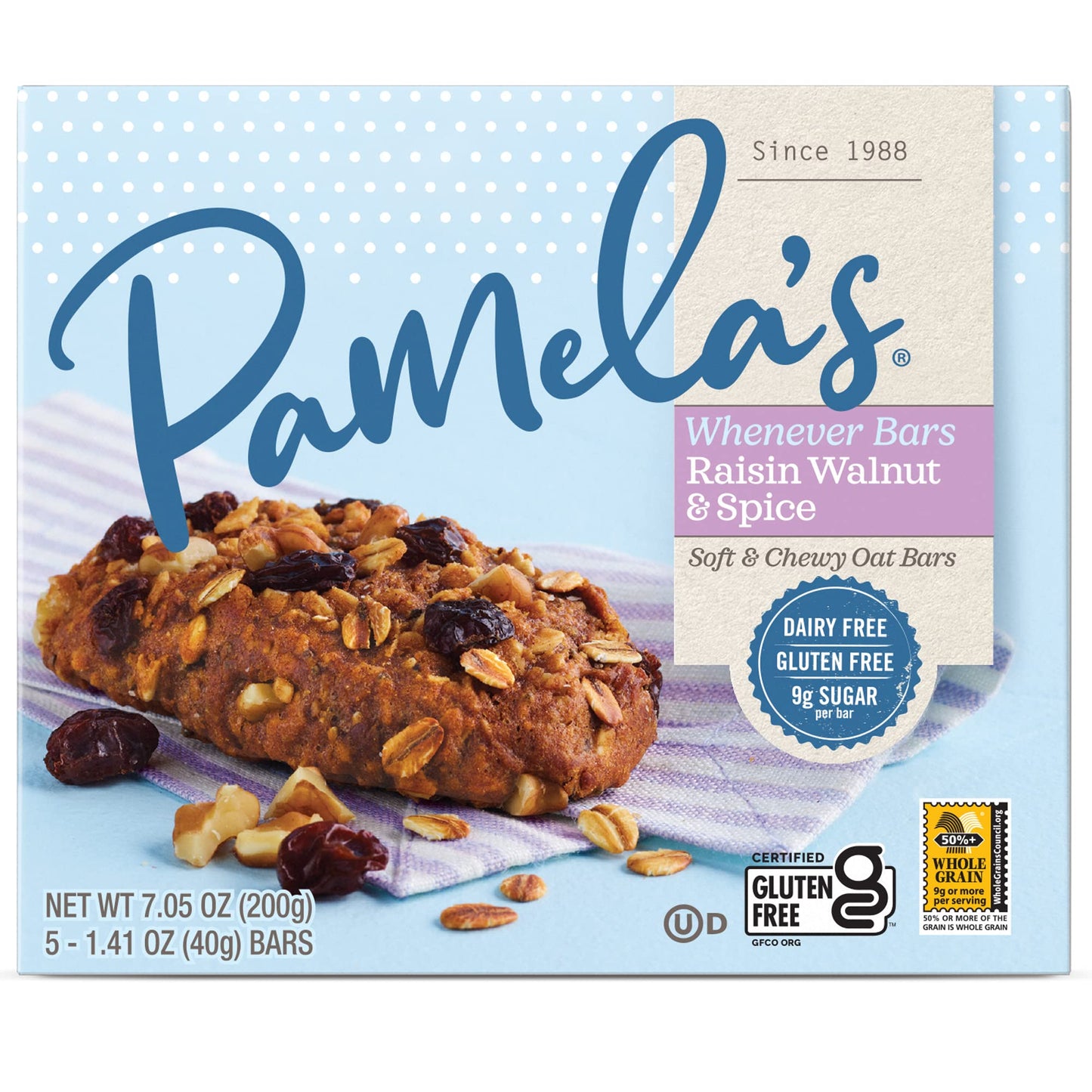 Pamela s Products Gluten Free Whenever Bars, Raisin Walnut Spice, 30 Count , 42.3 Oz (Pack of 6)