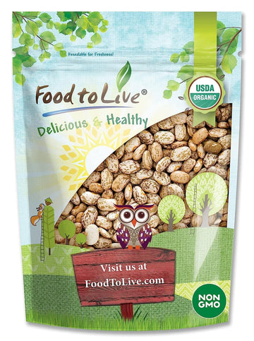 Food to Live Organic Pinto Beans, 1 Pound Non-GMO, Frijioles Pintos, Whole Dried Beans, Sproutable, Vegan, Kosher, Bulk. High in