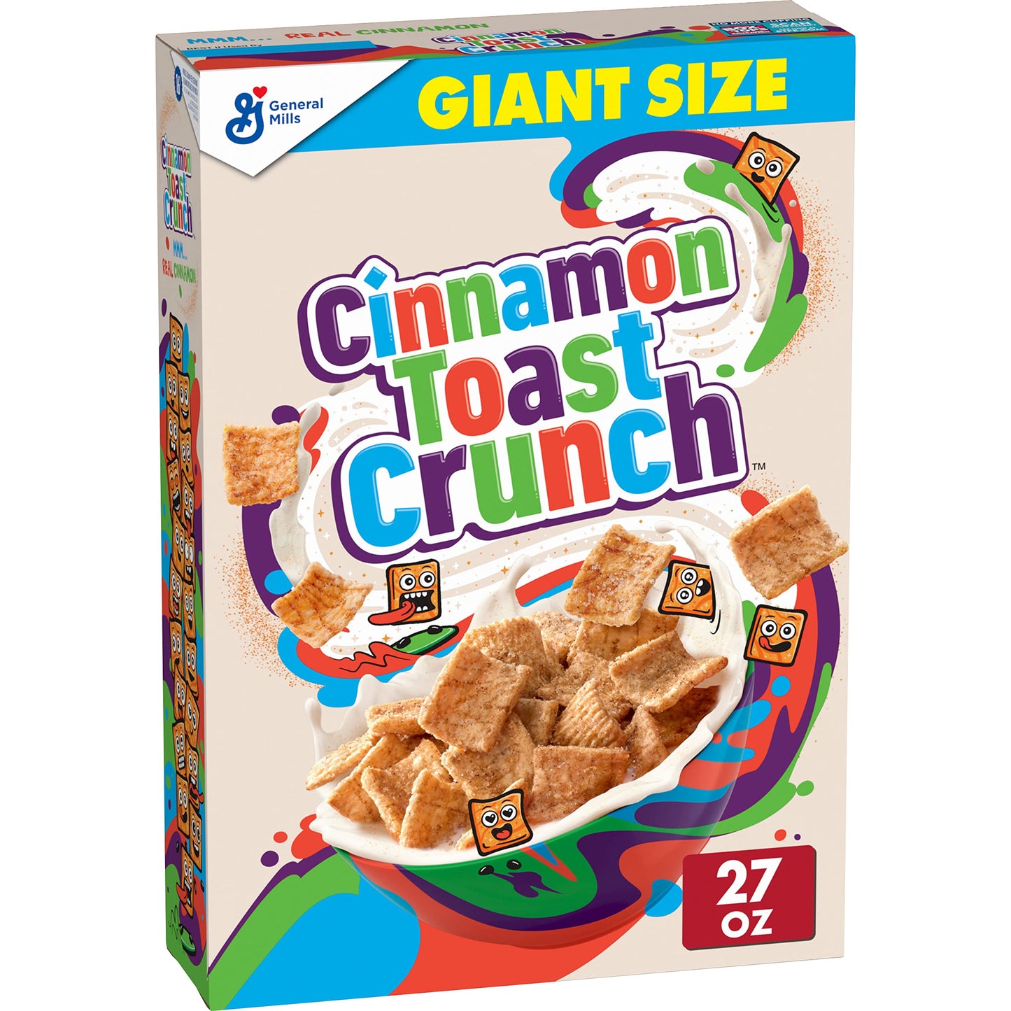 Cinnamon Toast Crunch, Breakfast Cereal, Cinnamon Sugar Squares, 27 oz (Pack of 8)
