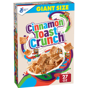 Cinnamon Toast Crunch, Breakfast Cereal, Cinnamon Sugar Squares, 27 oz (Pack of 8)