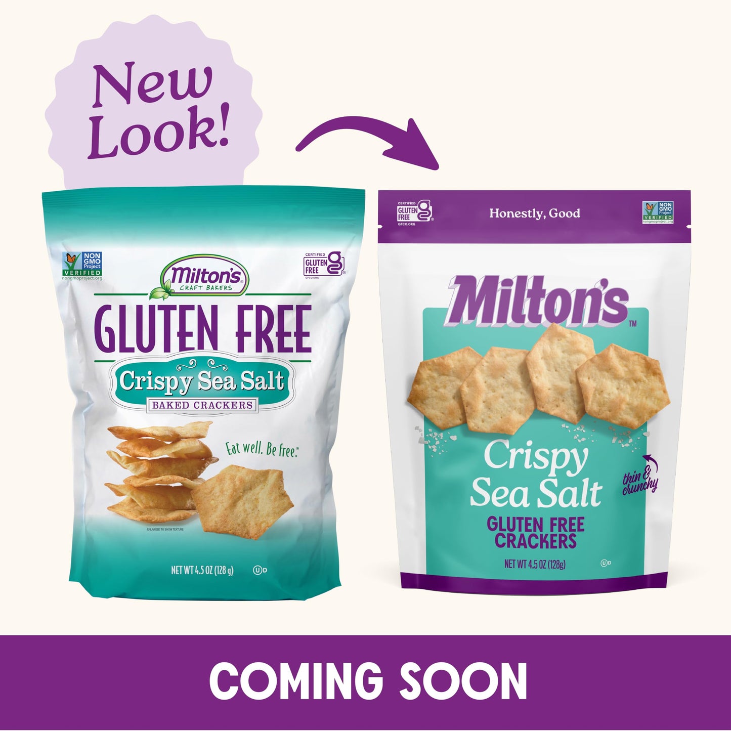 Miltons Craft Bakers Gluten Free Crispy Sea Salt Crackers - Baked Sea Salt Crackers, Non-GMO Project Verified, Certified Gluten
