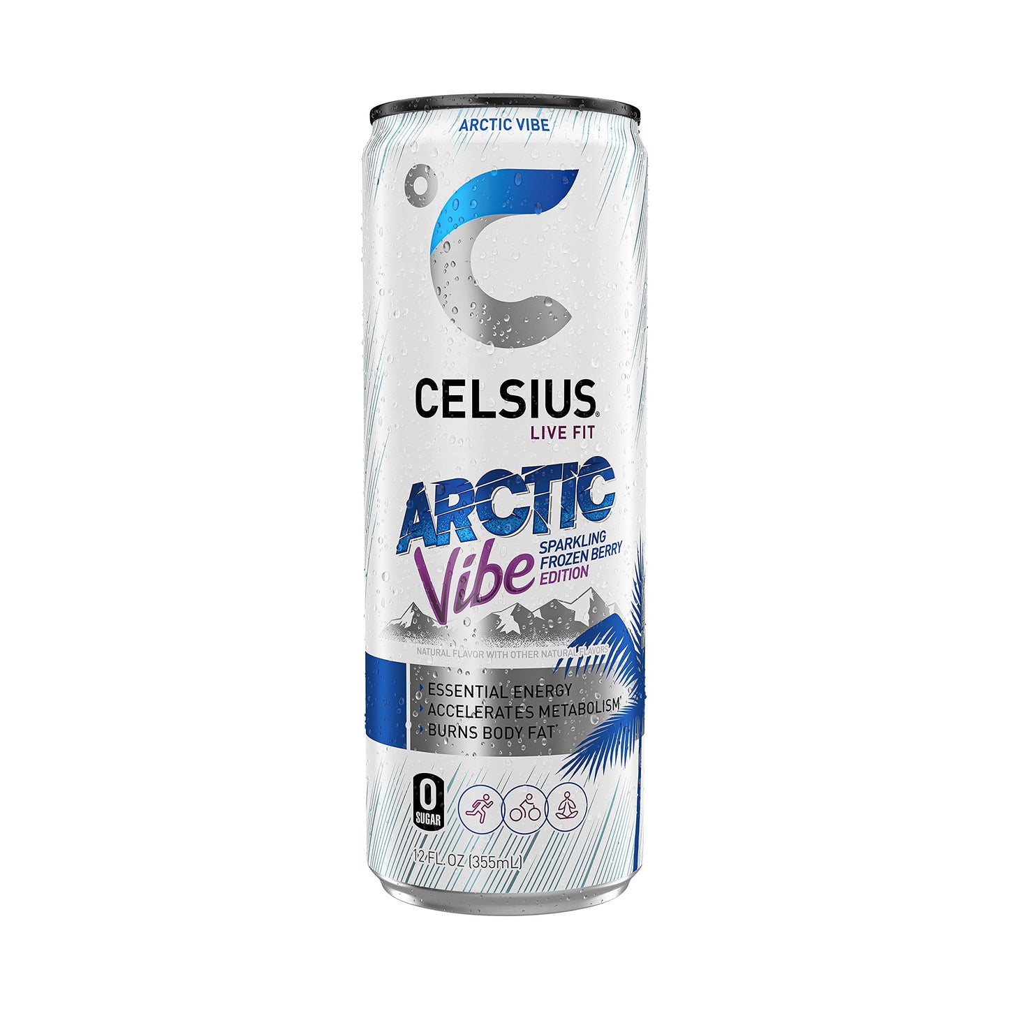 CELSIUS Sparkling Arctic Vibe, Functional Essential Energy Drink, 12 Fl Oz (Pack of 24)