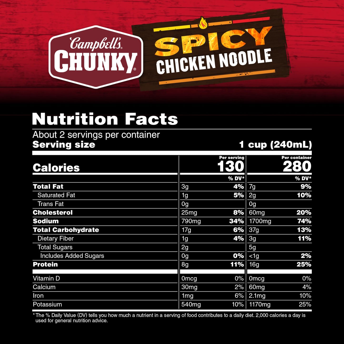 Campbell s Chunky Soup, Spicy Chicken Noodle Soup, 18.6 oz Can (Case of 12)