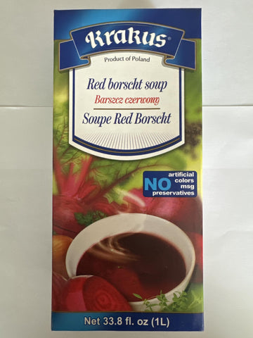 KRAKUS RED BORSHT (tetra pak) 33.81 fl oz x 2 pack / ZUPA BARSZCZ CZERWONY (karton) 1l x 2 pack.