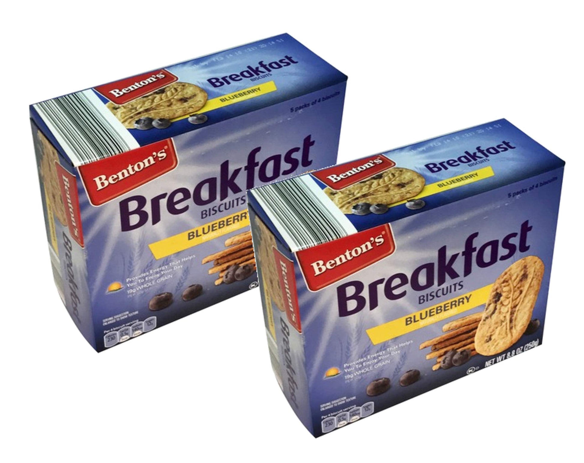 FCV Bentons Whole Grain Blueberry Energy Breakfast Biscuits - 2 Boxes (5 Packs)