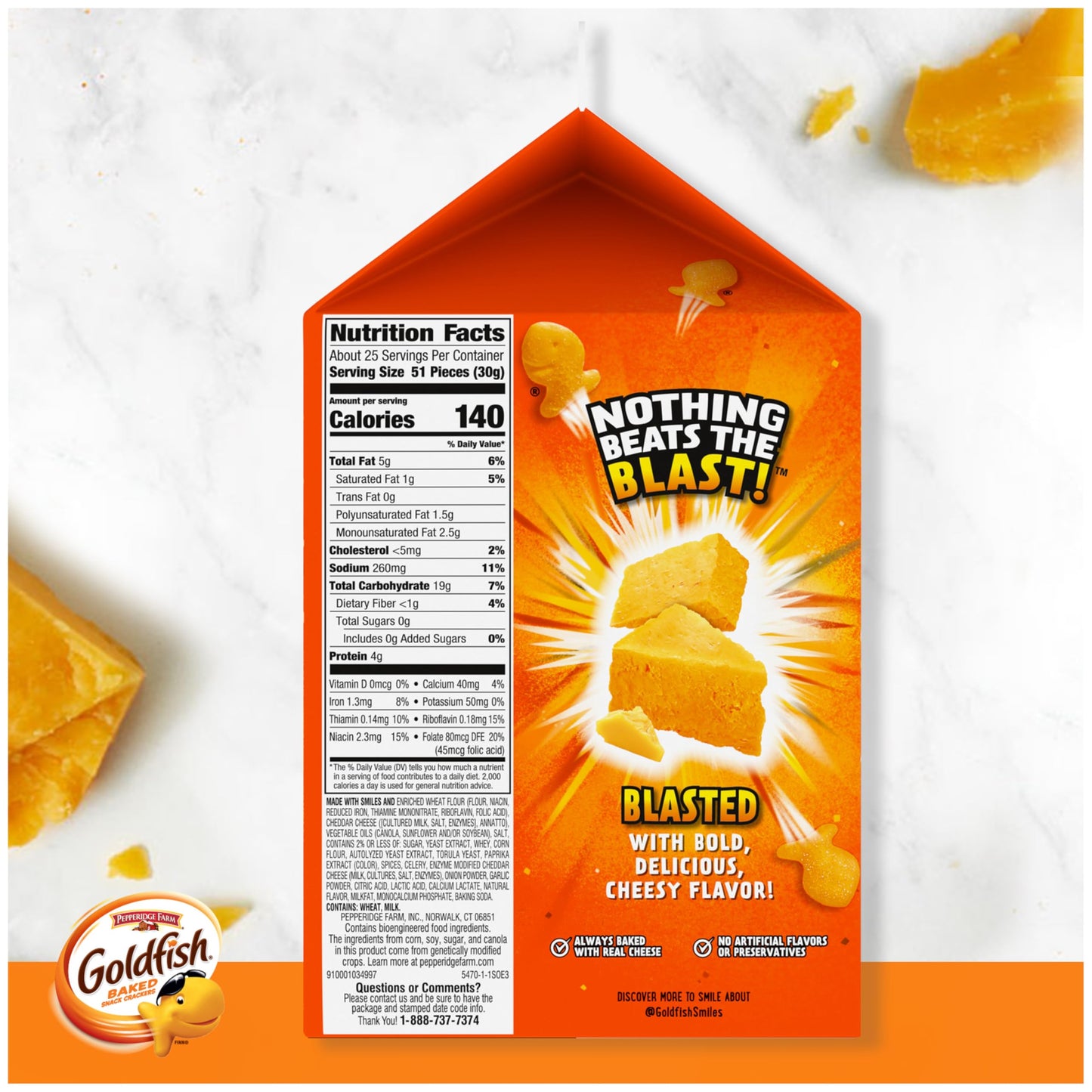 Goldfish Flavor Blasted Xtra Cheddar Cheese Crackers, 27.3 oz Carton (Pack of 2)