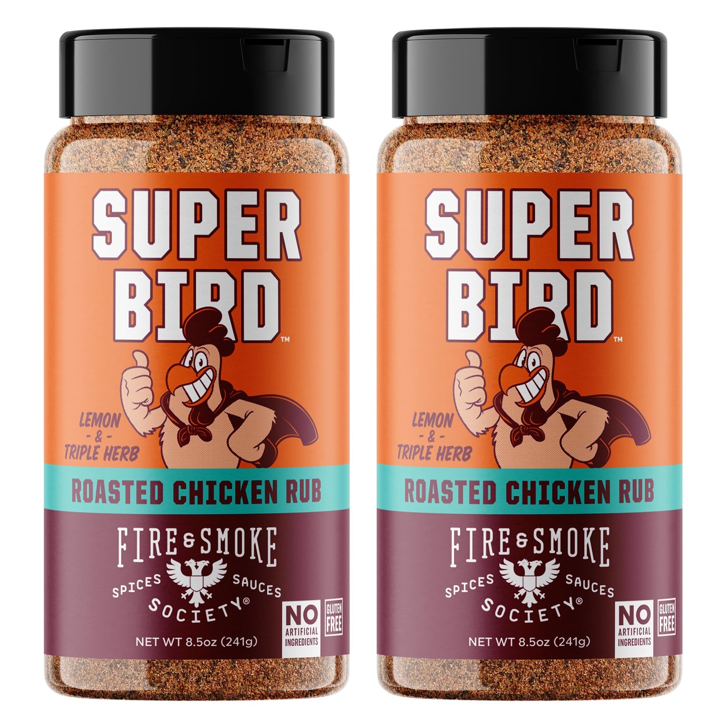 Fire & Smoke Society Super Bird Poultry Seasoning | Bbq Seasoning For Smoky Aroma And Grilling Meat | Poultry, Chicken, Turkey, Dry Bbq Rubs And Spices | Paprika, Coriander, Thyme, Oregano, Lemon | Large (2-Pack)