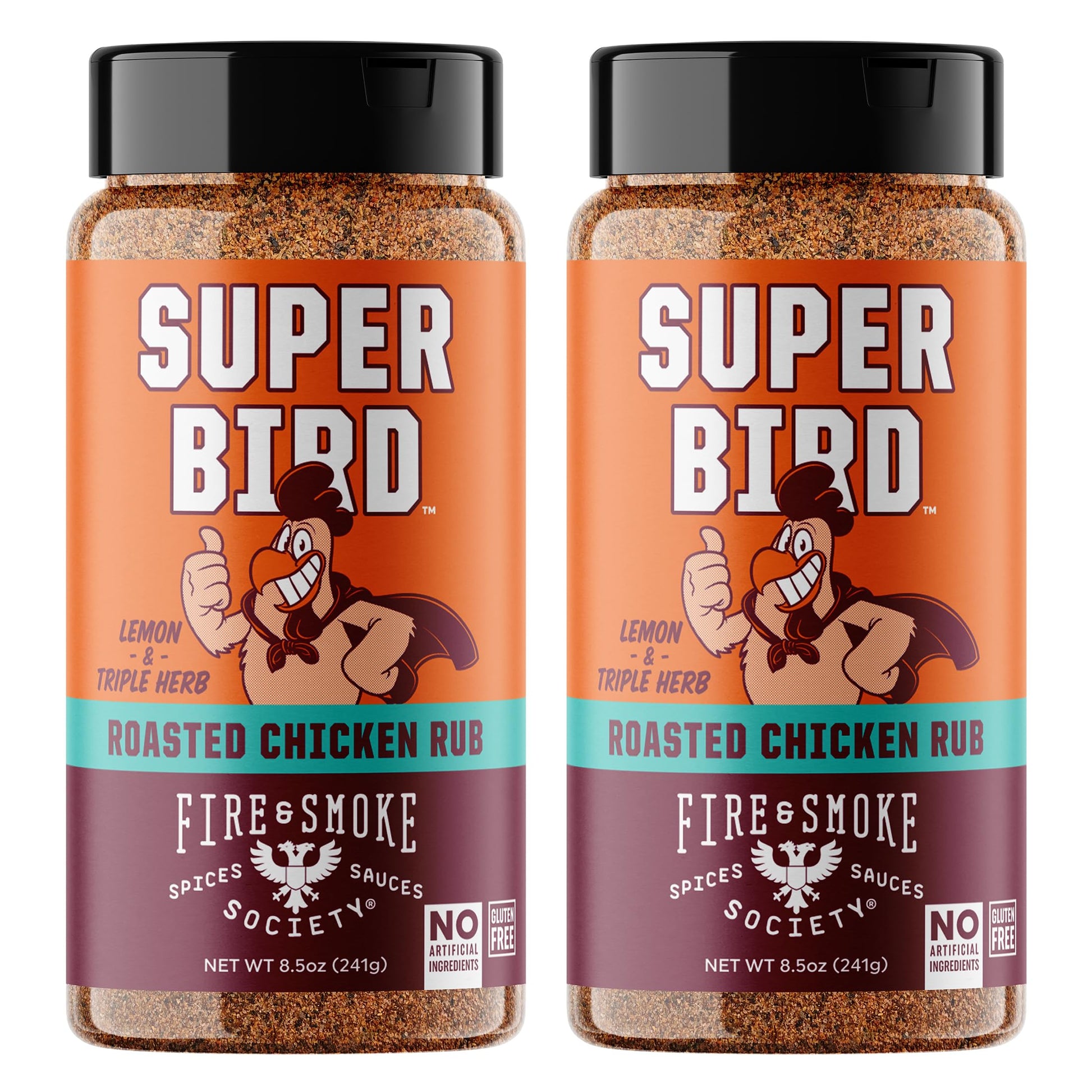 Fire & Smoke Society Super Bird Poultry Seasoning | Bbq Seasoning For Smoky Aroma And Grilling Meat | Poultry, Chicken, Turkey, Dry Bbq Rubs And Spices | Paprika, Coriander, Thyme, Oregano, Lemon | Large (2-Pack)