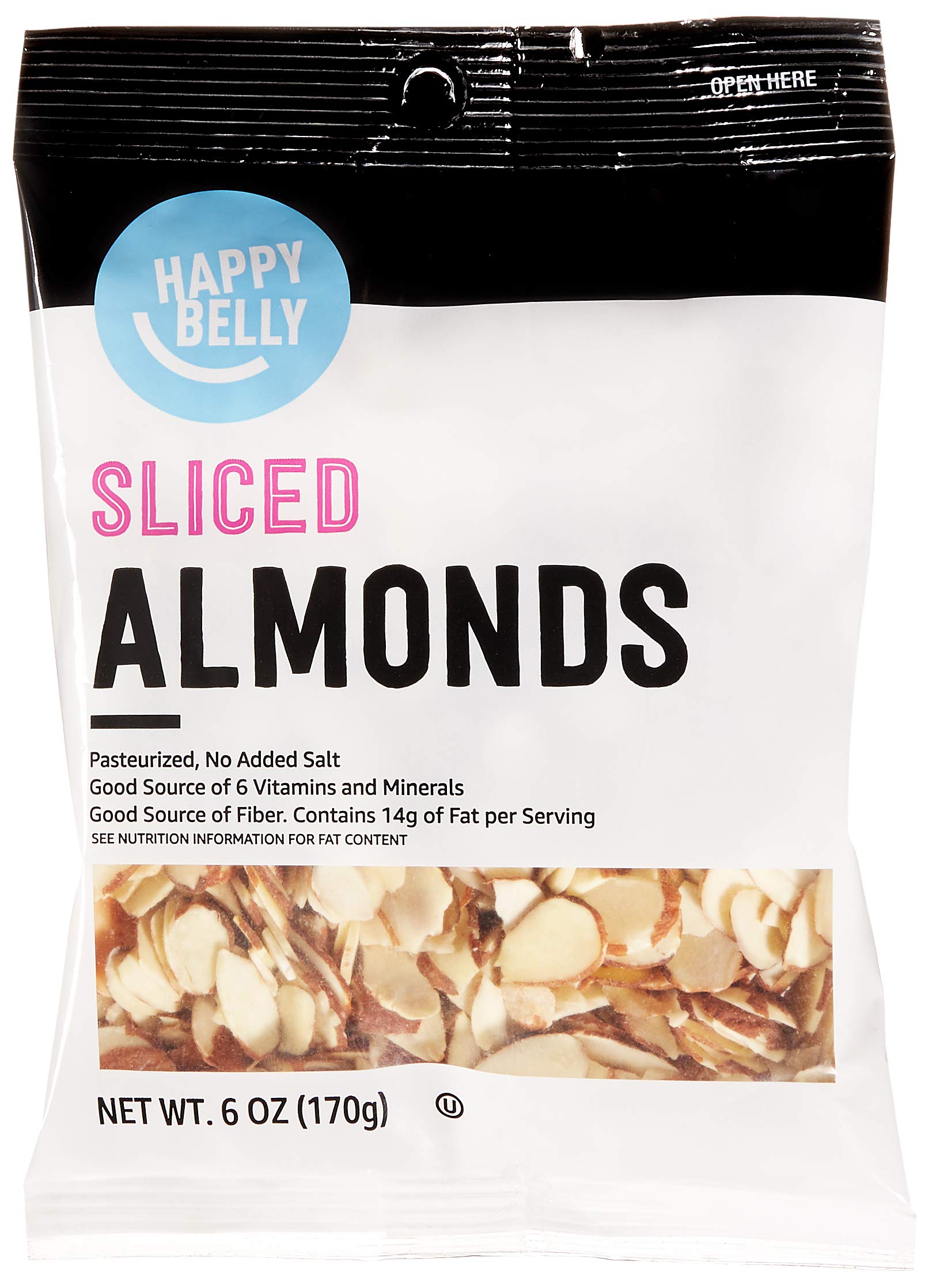 Happy Belly Sliced Almonds, 6 Ounce Pack, Natural Snack, Gluten-Free