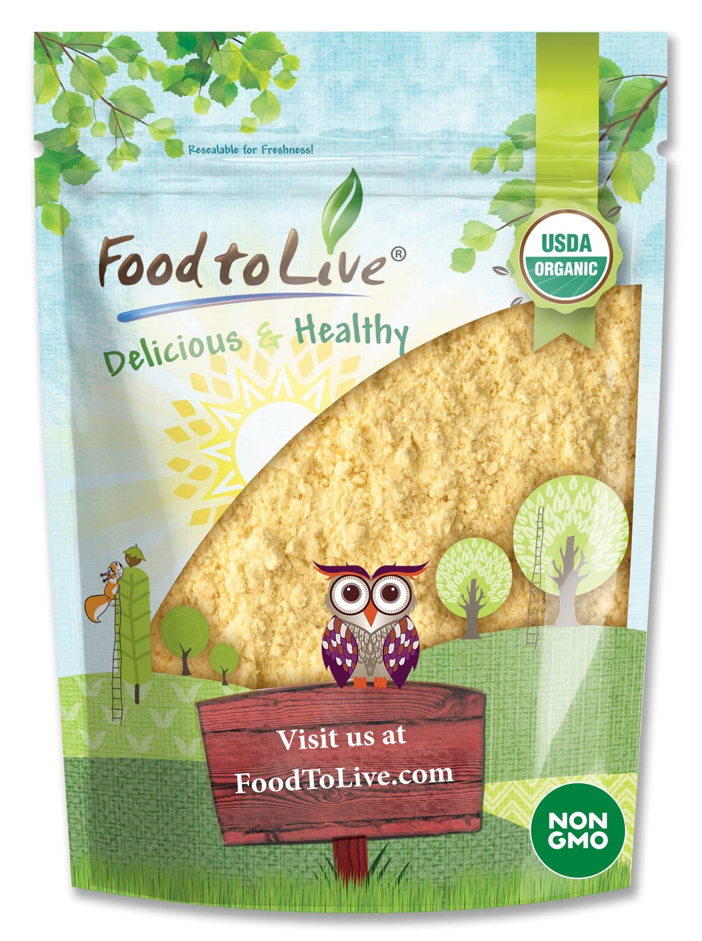 Food to Live Gluten Free Organic Chickpea Flour, 1 Pound Non-GMO, Finely Milled Dried Garbanzo Beans, Vegan, Kosher, Bulk. High 