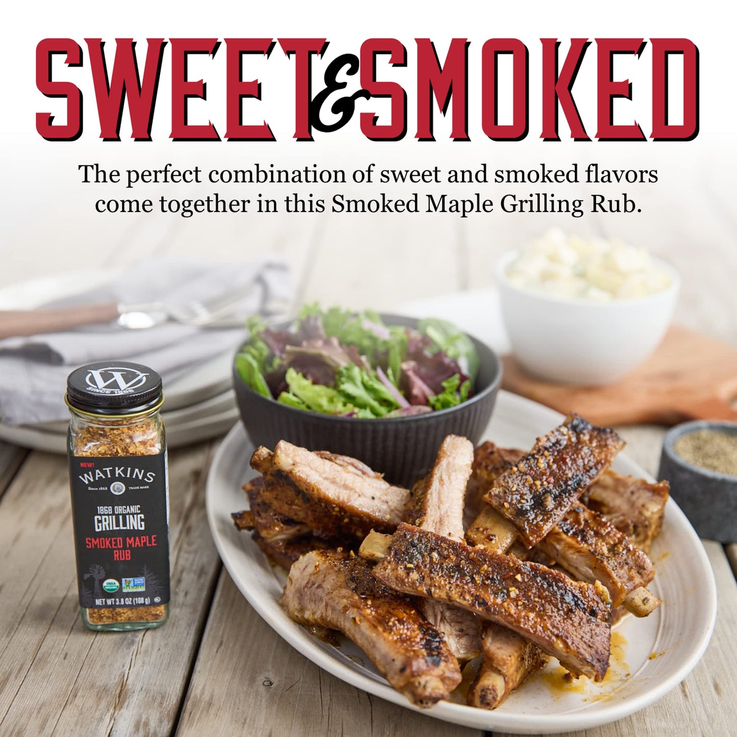 Watkins Organic Grilling Smoked Maple Rub, 3.8 oz, 3-Pack