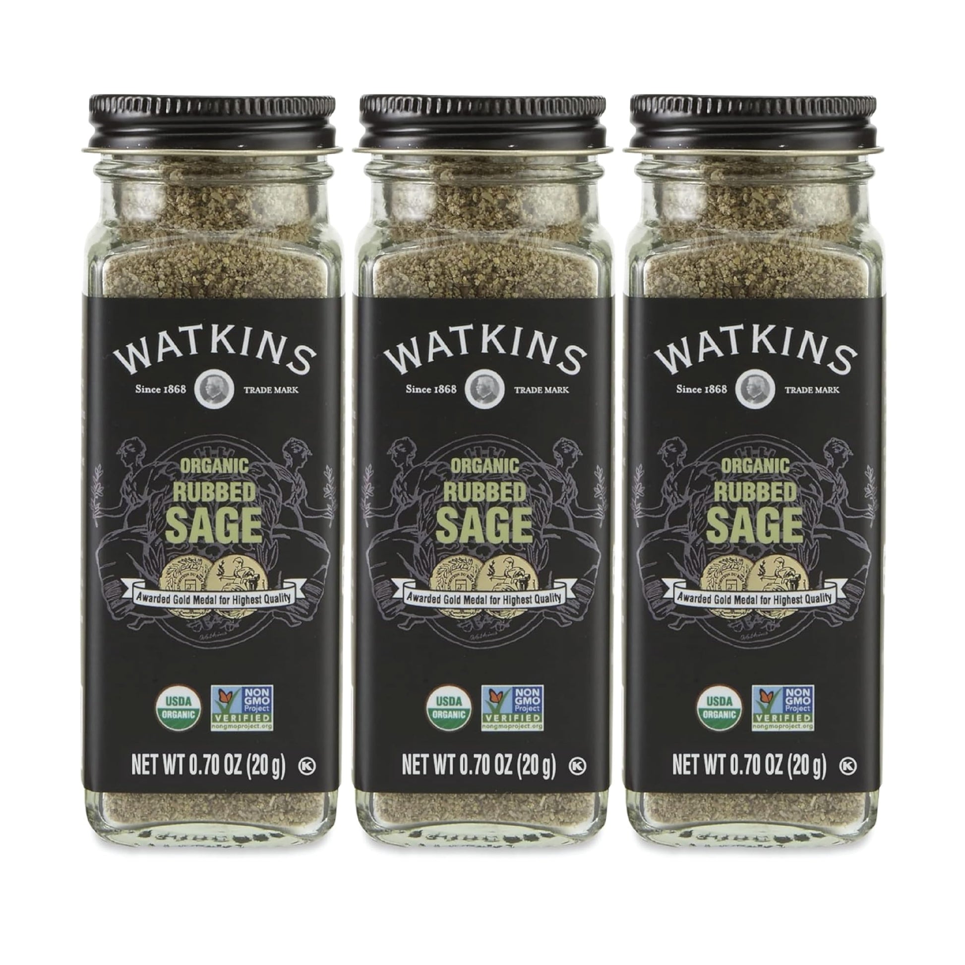Watkins Gourmet Organic Spice Jar, Rubbed Sage, 0.7 Ounce Jar, 3 Count