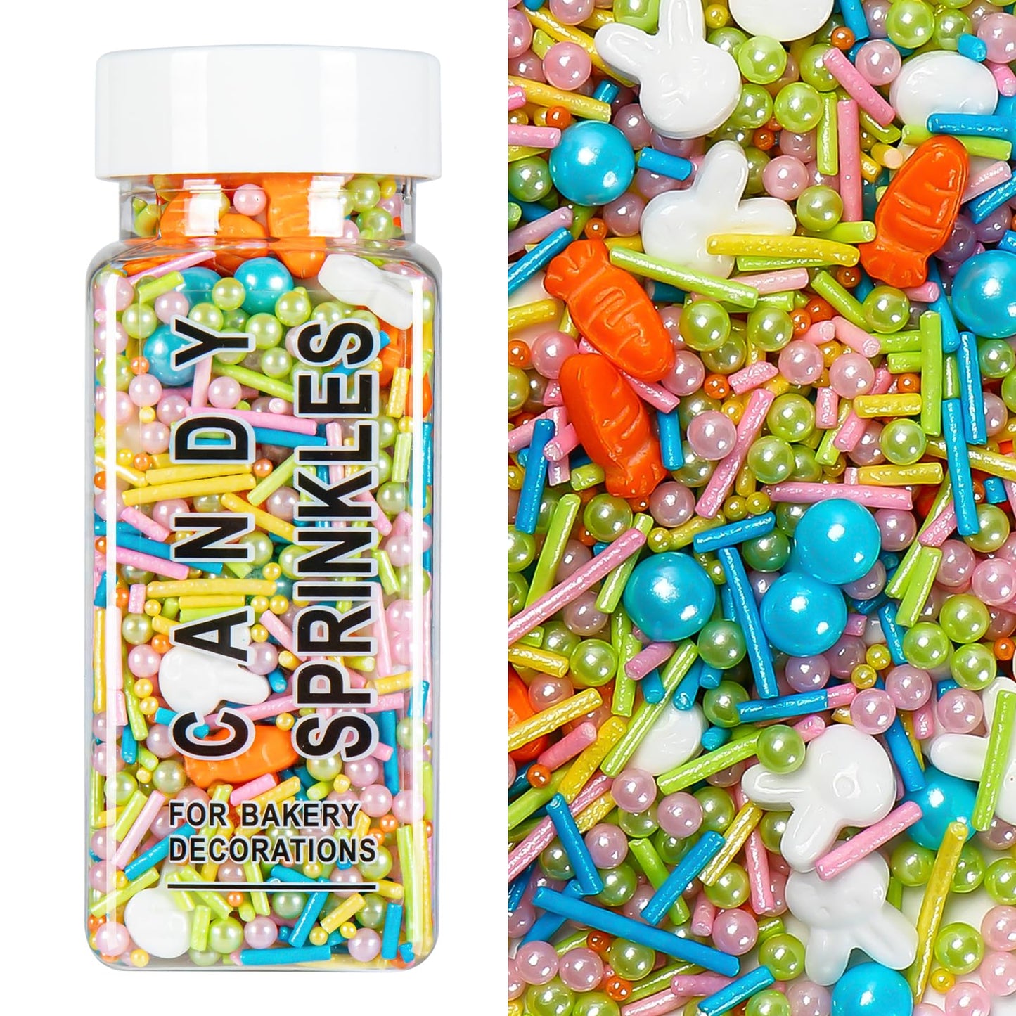 Easter Sprinkles for Cake Decorating, Pastel Bunny Carrot and Pearl Sprinkles Mix for Cookies, Cupcake, Ice Cream, Cake Decorati