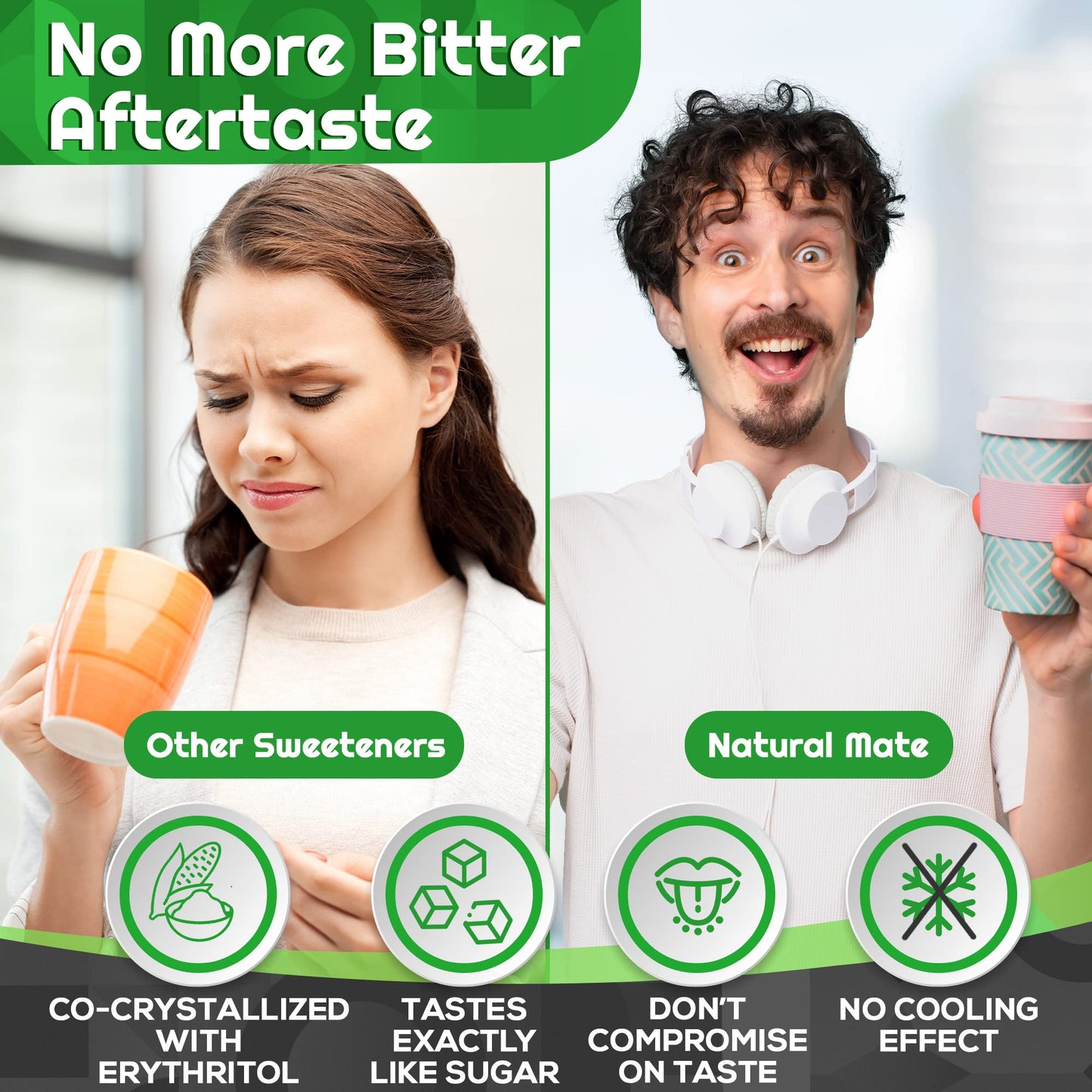 Natural Mate Zero Calorie Sweetener - Organic Stevia Granular Powder Blended With Erythritol - 2:1 Sugar Replacement For Keto, Paleo, Low Gi – (1Lb/16Oz, Pack Of 5)