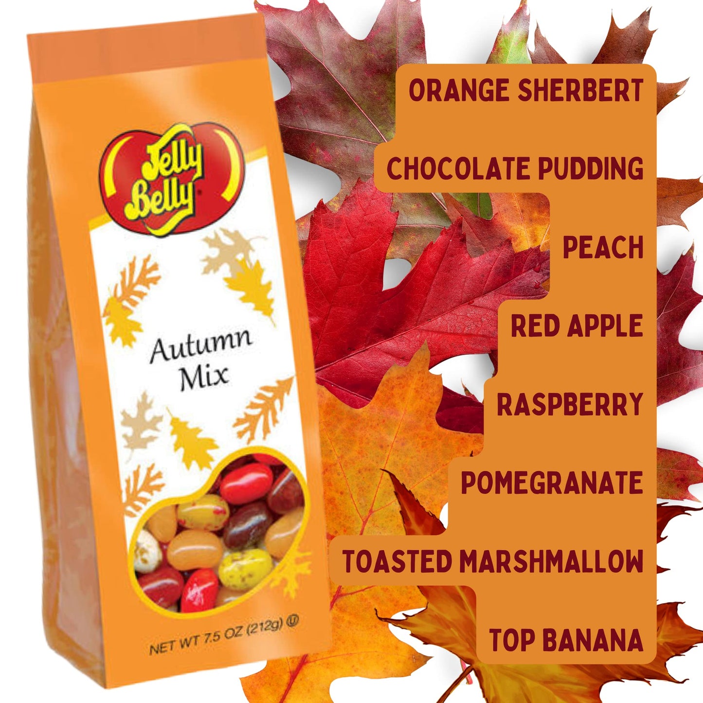 Jelly Belly Shareable Candy Bags, Fall And Halloween Colored Jelly Beans Dish Fillers, Fruit Flavored Bite Size Chewy Candies, 7