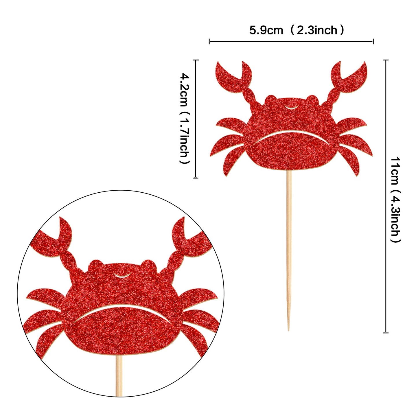 Cyodoos Crab Cupcake Topper Set, 24 PCS Ocean Themed Decorations for Baby Shower and Birthday Parties