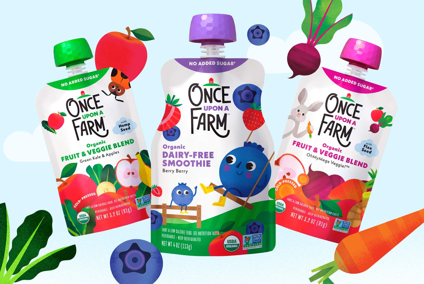 Once Upon A Farm, Organic Green Kale & Apples Pouch, 3.2 Ounce