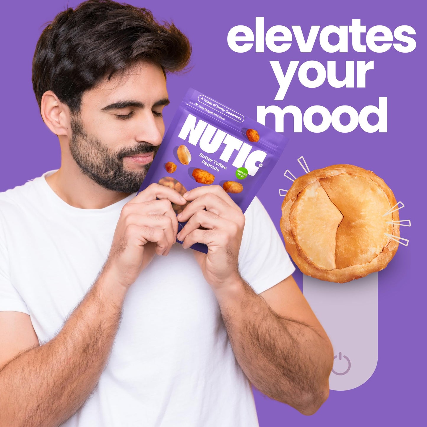 Nutic Gourmet Butter Toffee Peanuts - Crunchy Candied Snack - One Pound