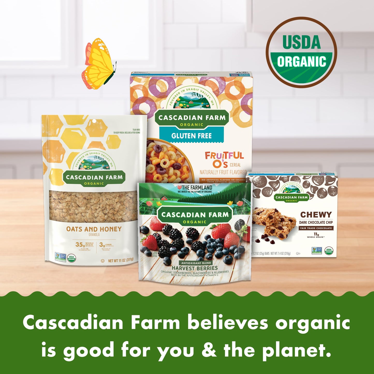 Cascadian Farm Organic Vanilla Chip Chewy Granola Bars, 6 Bars, 7.4 oz. (Pack of 4)