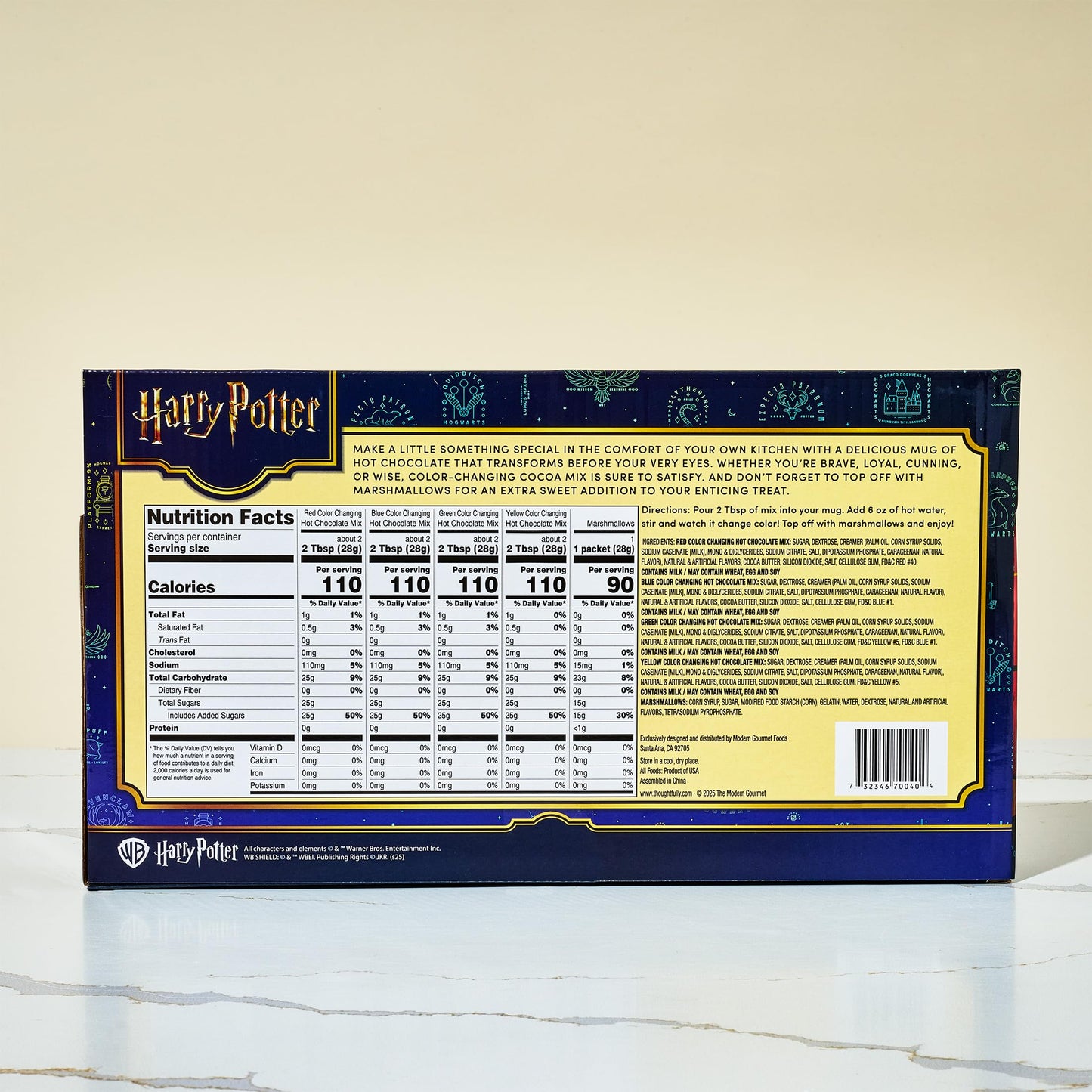 Harry Potter, Color Changing Hot Chocolate Gift Set, Includes 4 Bottles Of Color Changing Hot Cocoa Mix And Marshmallows In Hogwarts Express Train Box