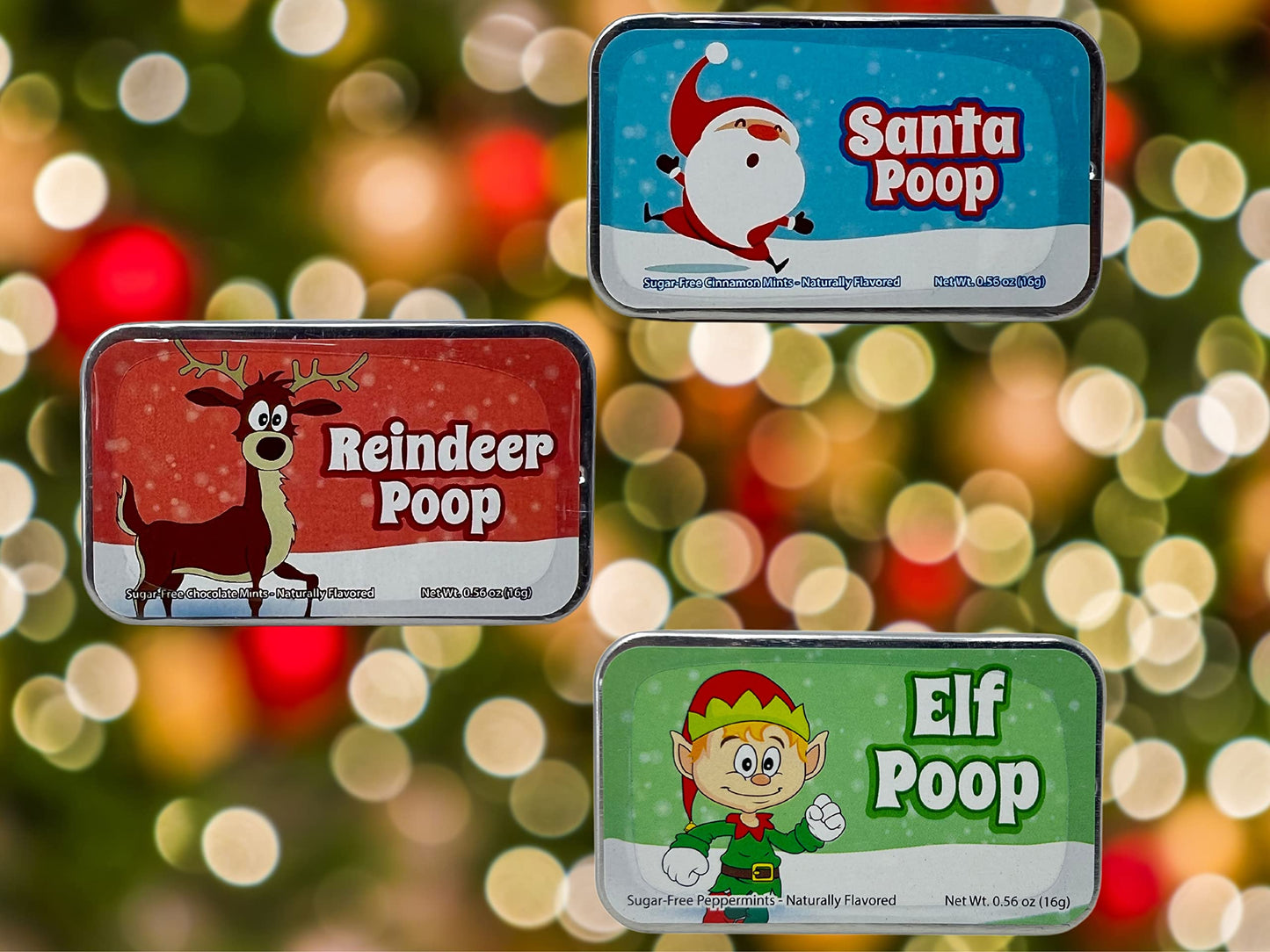 Christmas Poop Mints - Christmas Novelty Candy Mint Tins Gag Gifts (Set Of 3) Funny Christmas Stocking Stuffers Idea For Adults,