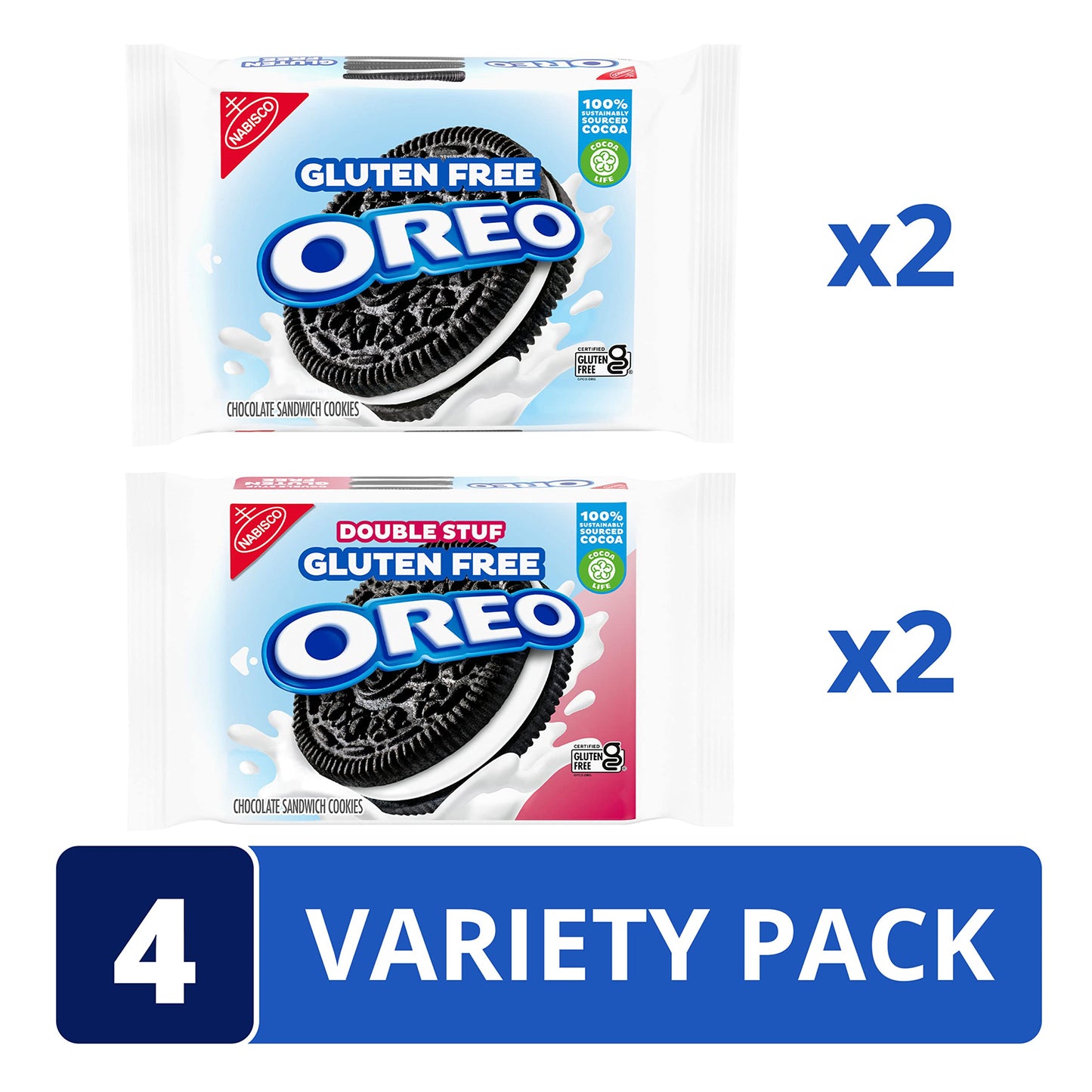 Oreo Original & Oreo Double Stuf Gluten Free Cookies Variety Pack, 4 Packs