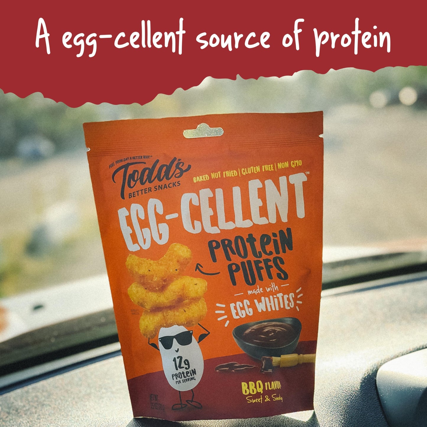 Todd s Better Snacks Egg-Cellent Protein Puffs, Sweet & Smoky BBQ - 12g Protein, Gluten-Free, Paleo-Friendly, Baked, GLP-1 Comp
