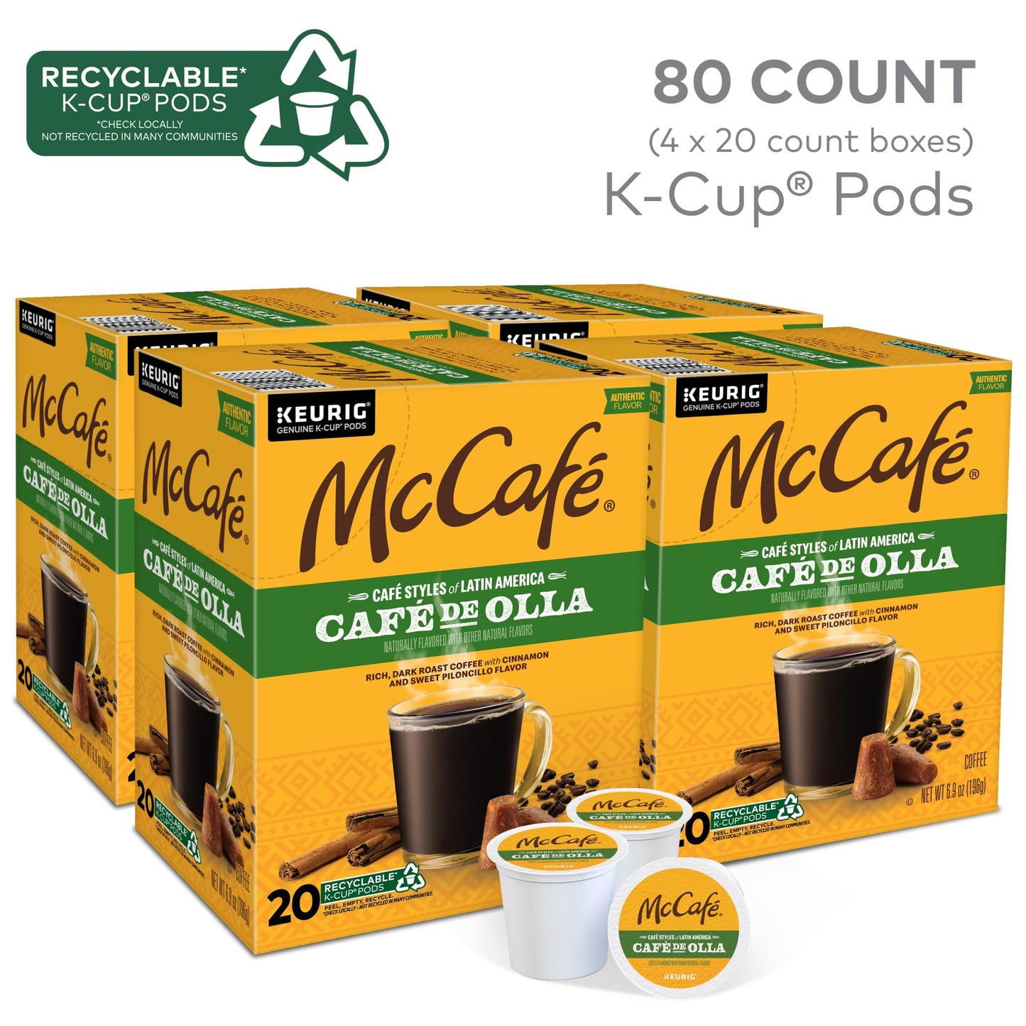 McCafe Cafe de Olla K-Cup Coffee Pods, 20 Count, Single Serve, Latin American Style