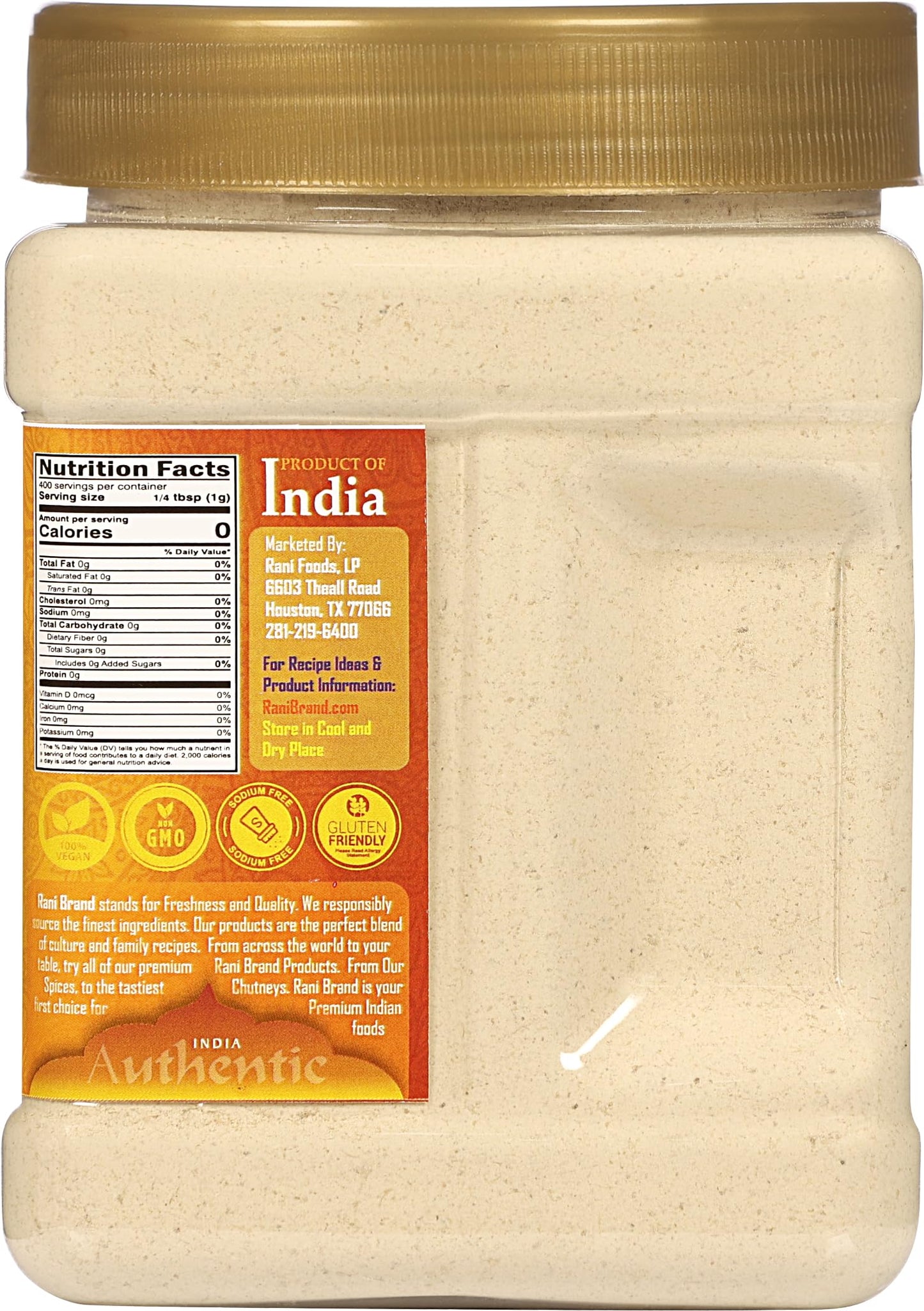 Rani Ginger (Adarak) Powder Ground, Spice 14oz (400g) PET Jar ~ All Natural | Vegan | Gluten Friendly | NON-GMO | Kosher | India