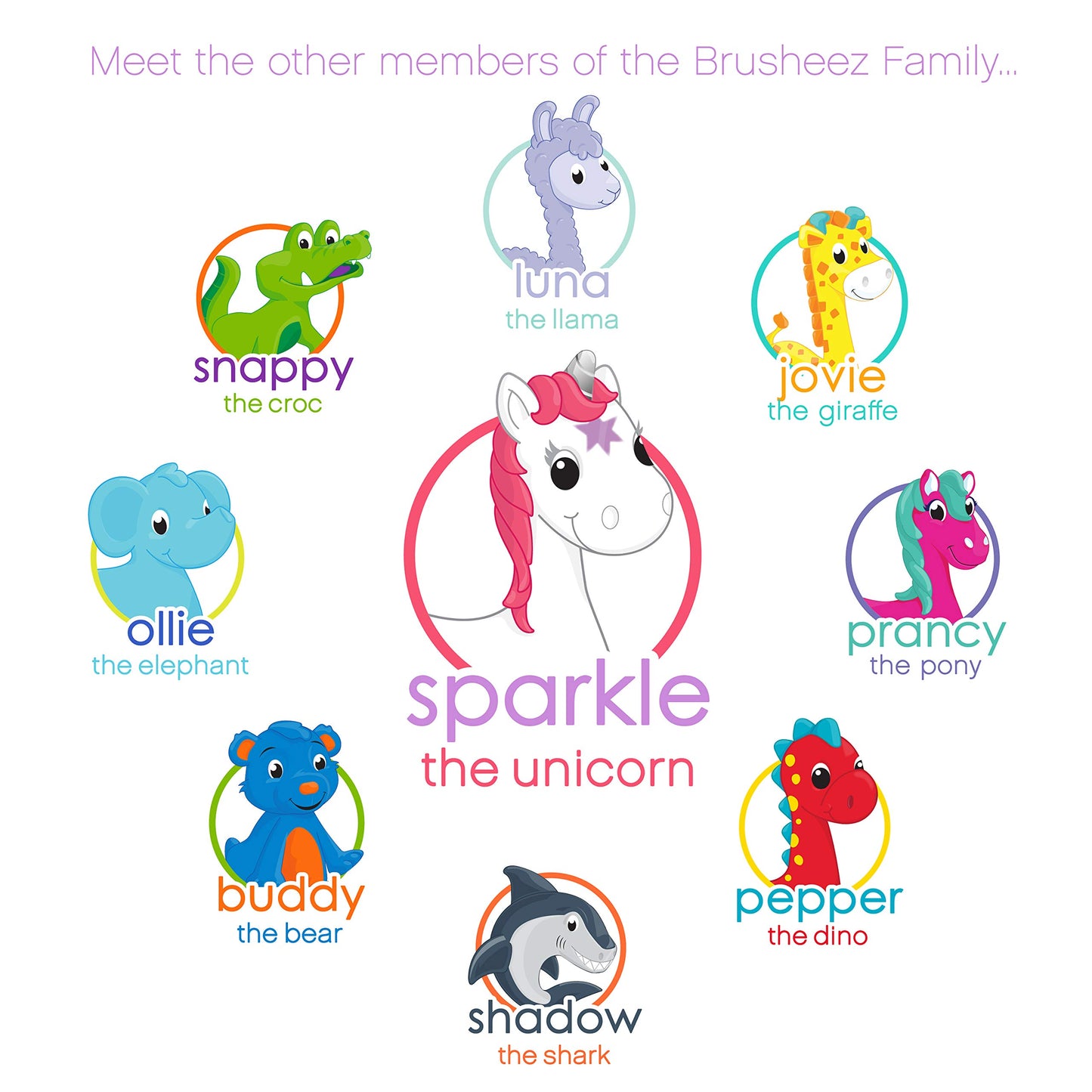 Brusheez Electronic Toothbrush Replacement Brush Heads 2 Pack (Sparkle The Unicorn)