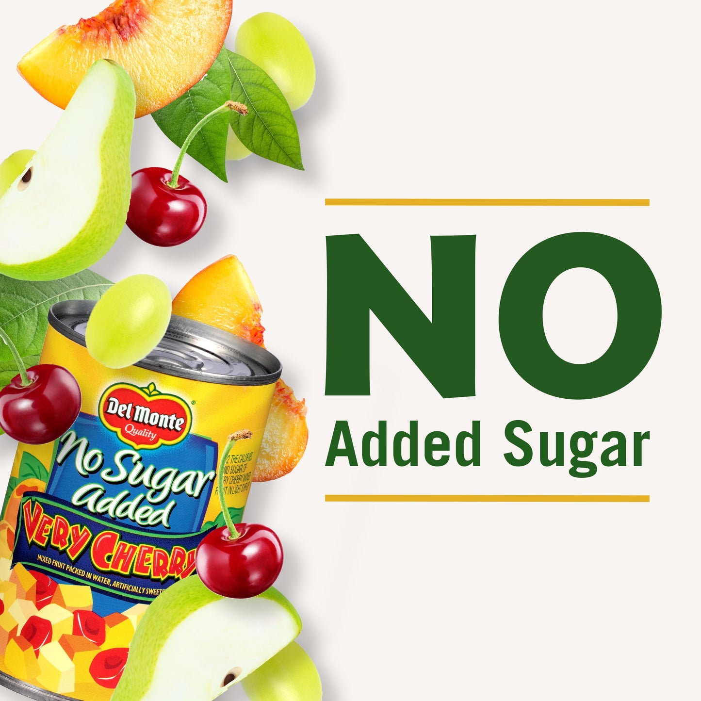 Del Monte Very Cherry Mixed Fruit in Water, No Sugar Added, 14.5 oz Can, Pack of 12