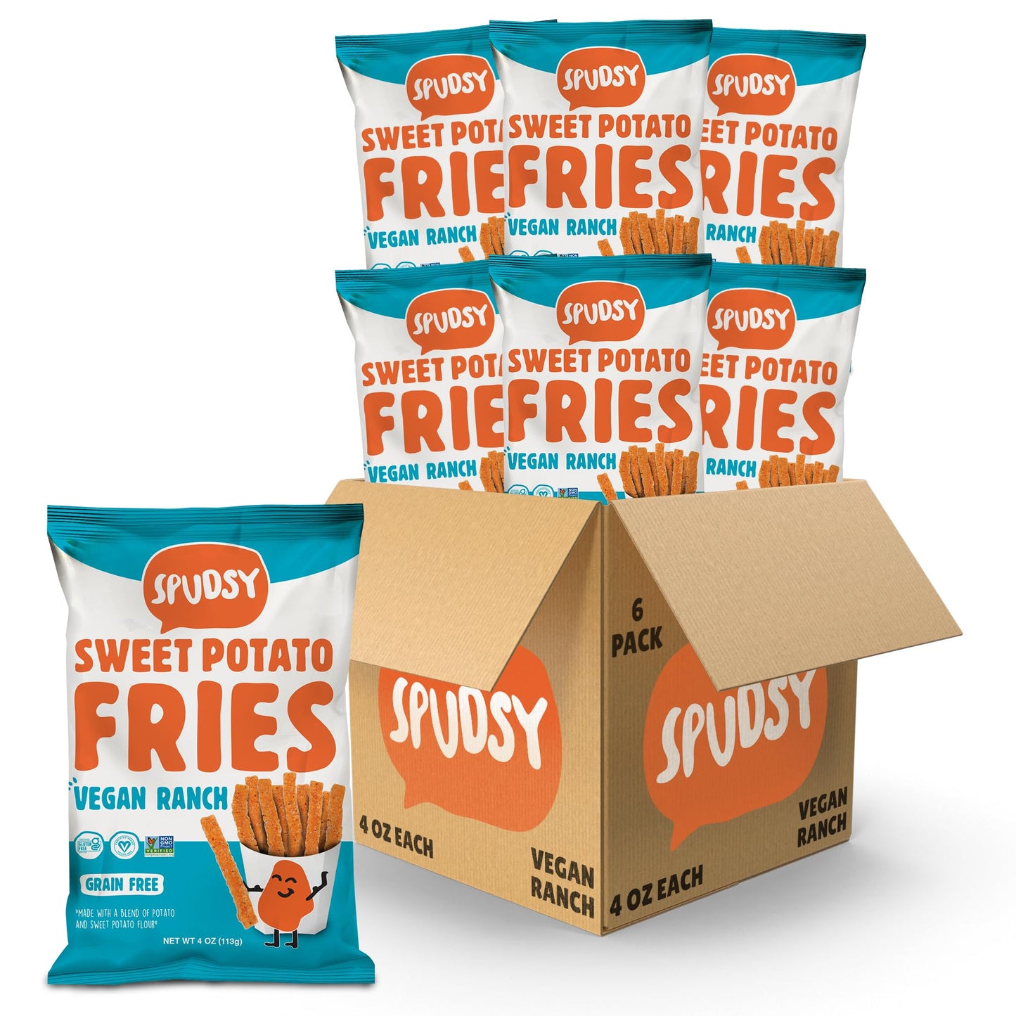 Spudsy Zesty Ranch Sweet Potato Fries | Vegan, Gluten Free Veggie Straws | Plant-Based, Top-9 Allergen-free, Non-GMO, Kosher, Su