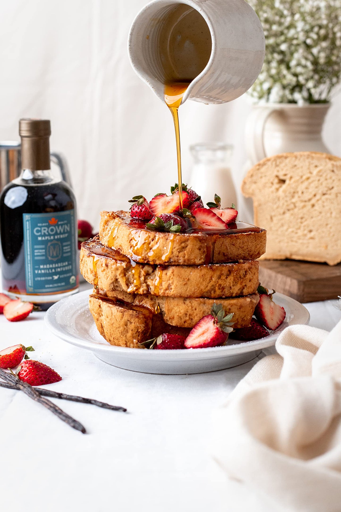 Crown Maple Madagascar Vanilla Infused Organic Maple Syrup, 12.7 Fl Oz, 6-Pack, Real Vanilla Bean, Pancakes, Baking, Cocktails &